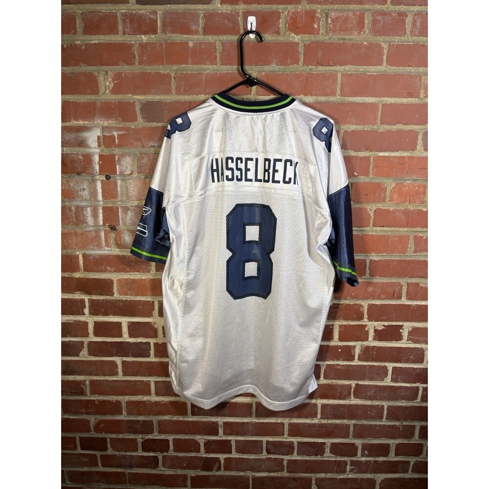 Y2K Seattle Seahawks Matt Hasselbeck 8 Reebok NFL Jersey White Away Mens Large